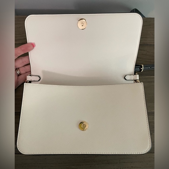 NWOT, Kate Spade Tan, Cream & Black Leather Crossbody Bag with Gold Chain - Picture 4 of 8